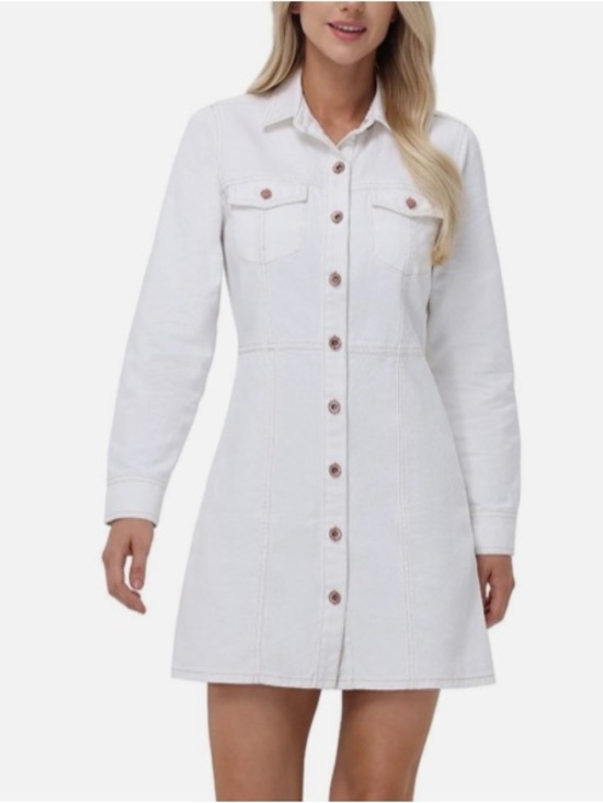 Frye Dresses & Skirts - Frye White Long-Sleeve Button-Front Dress